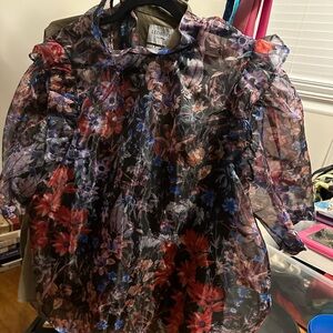 Anthropologie Puff-Sleeved Organza Blouse